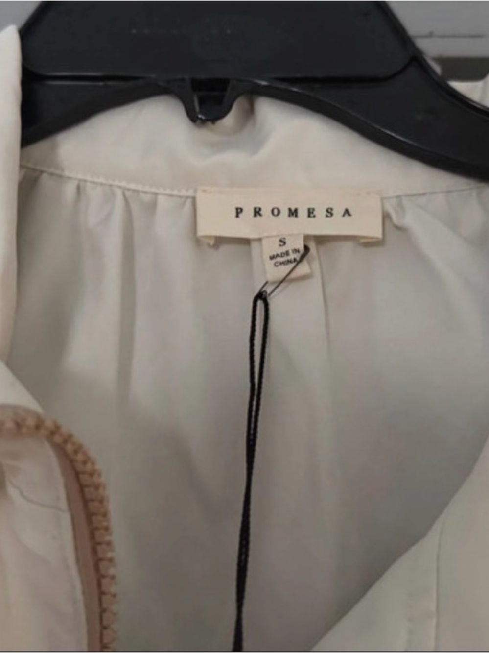 Promesa Cream Bomber Jacket with Tan Trim Accents - Picture 2 of 2